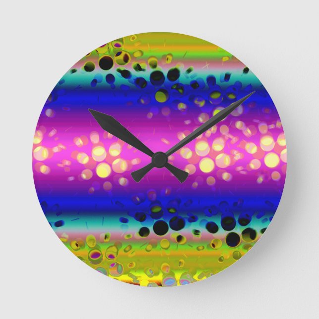 Colorful Abstract Pattern Round Clock (Front)