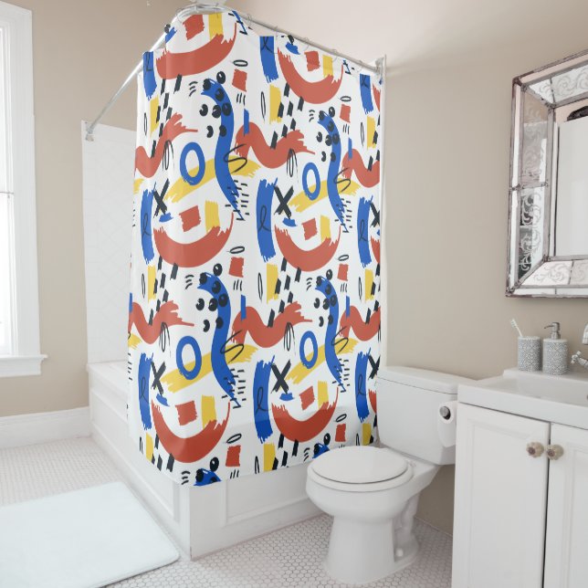 Colorful Abstract Pattern Shower Curtain (In Situ)
