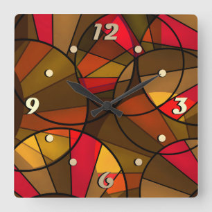 Colorful abstract pattern square wall clock