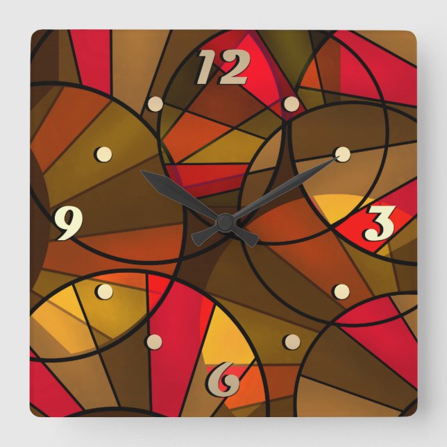 Colorful abstract pattern square wall clock (Front)
