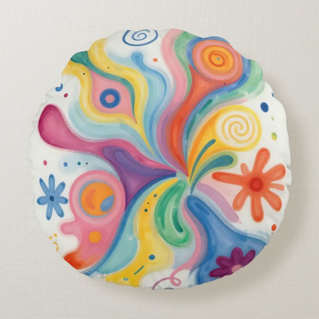 Colorful Abstract Patterns  Round Cushion (Front)