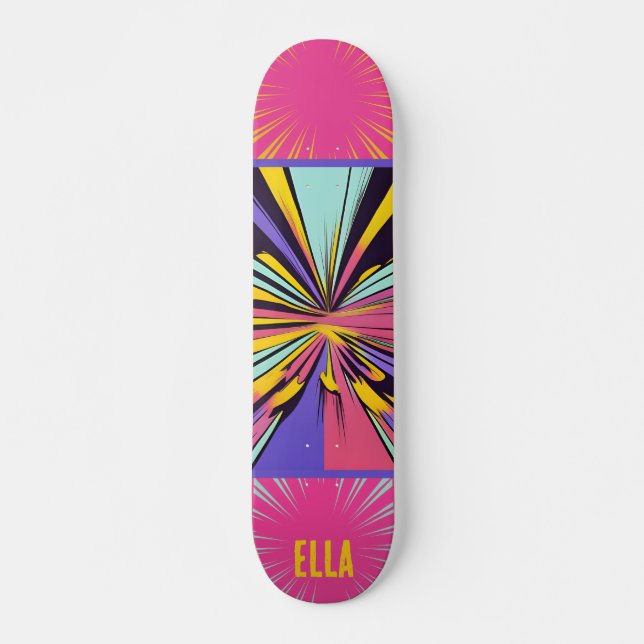 Colorful Abstract Pop Art Personalised Skateboard (Front)