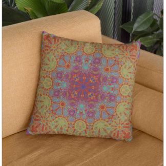 Colorful Abstract Psychedelic Floral Pattern Cushion