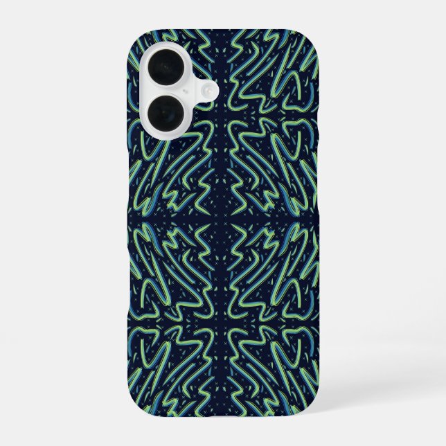 Colorful Abstract Psychedelic Stringy Pointed Art iPhone 16 Case (Back)