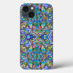 Colorful Abstract Psychedelic Symmetrical Swirls iPhone 13 Case