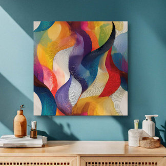 Colorful Abstract Rainbow Swirls Canvas Print