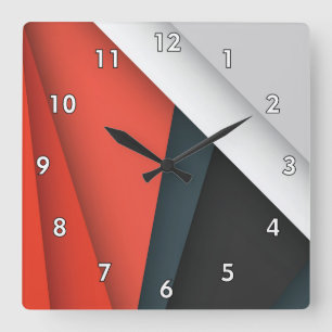 Colorful Abstract Shapes and Lines Square Wall Clock