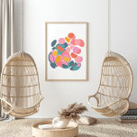 Colorful Abstract Shapes in Teal Pink and Yellow Poster<br><div class="desc">Modern geometric shapes collage of abstract circles in a bright color palette of blue,  red,  pink,  and yellow.</div>