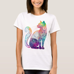 COLORFUL ABSTRACT SITTING CAT T-Shirt