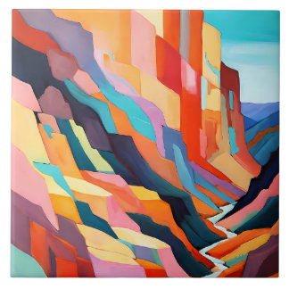 Colorful Abstract Southwestern Canyon Scenery Tile