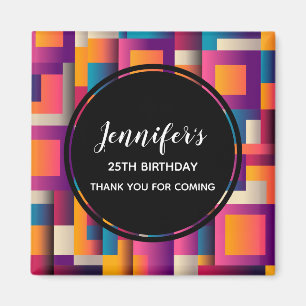  Colorful Abstract Squares and Shapes Birthday Magnet
