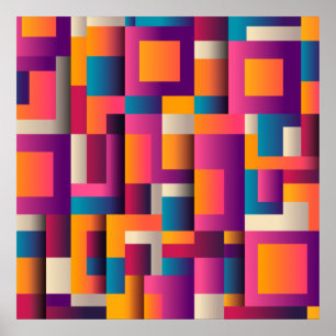 Colorful Abstract Squares and Shapes Poster