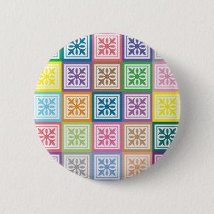 Colorful abstract squares pattern 6 cm round badge
