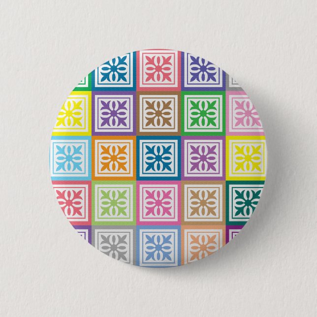Colorful abstract squares pattern 6 cm round badge (Front)