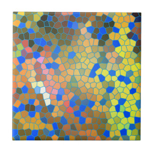 Colorful Abstract Stained Glass Art Tile