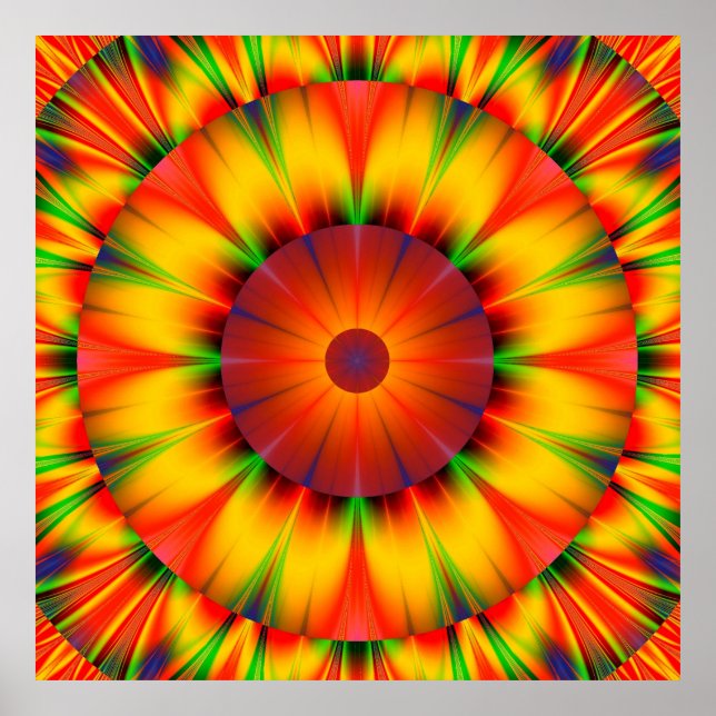 Colorful Abstract Starburst Artwork Wall Poster (Front)