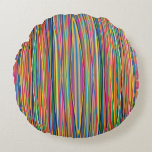 Colorful abstract stripes design round cushion