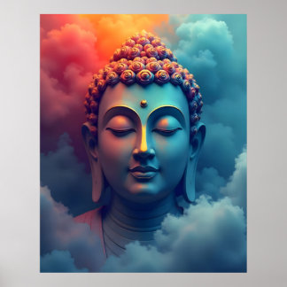 Colorful Abstract Surreal Art | Serene Buddha Poster