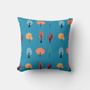 Colorful Abstract Tree Seamless Pattern Cushion