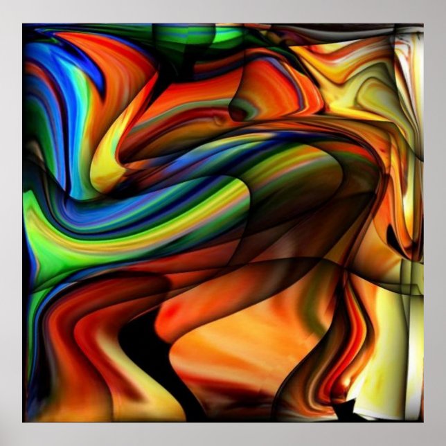COLORFUL ABSTRACT UNIQUE RAINBOW SWIRL POSTER (Front)