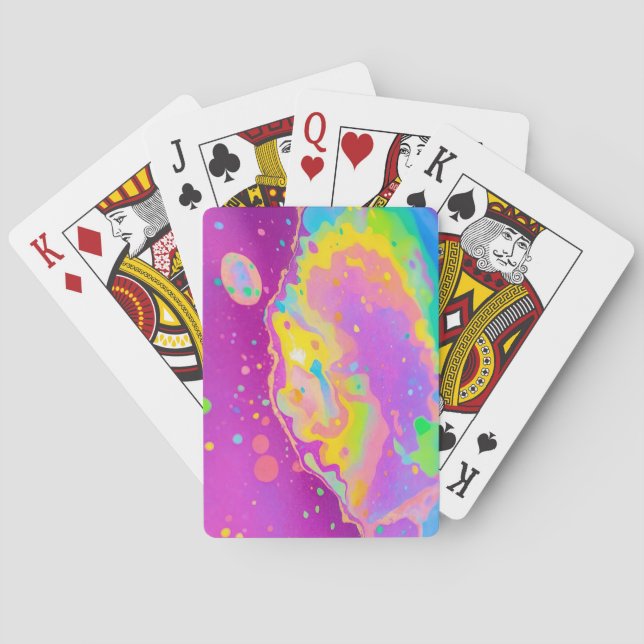 Colorful Abstract Vibrant Art Playing Cards (Back)