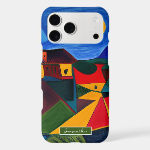 Colorful abstract village landscape iPhone 17 case