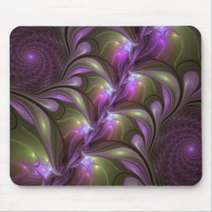 Colorful Abstract Violet Purple Khaki Fractal Art Mouse Mat