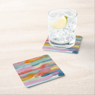 Colorful Abstract Watercolor Drink Coasters