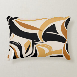 Colorful abstract wave pattern on beige. Vintage I Decorative Cushion