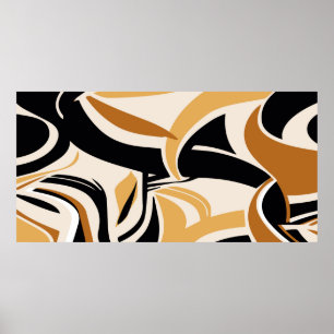 Colorful abstract wave pattern on beige. Vintage I Poster