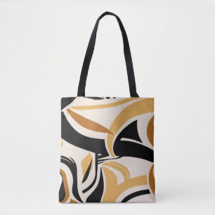 Colorful abstract wave pattern on beige. Vintage I Tote Bag