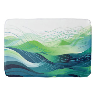 Colorful abstract waves design bath mat