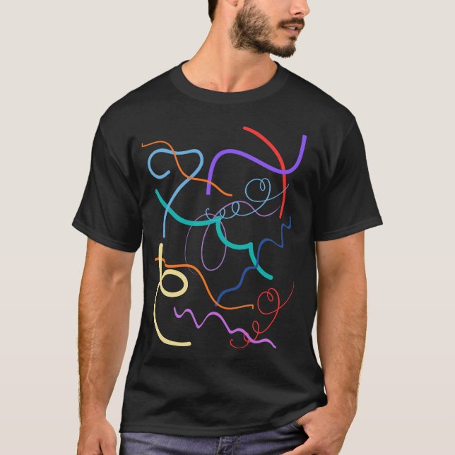 Colorful Abstract Wavy Lines Pattern T-Shirt (Front)