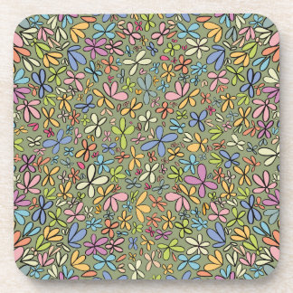 Colorful Abstract Wildflower Garden Coaster