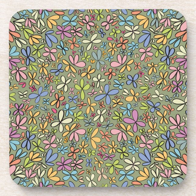 Colorful Abstract Wildflower Garden Coaster (Front)