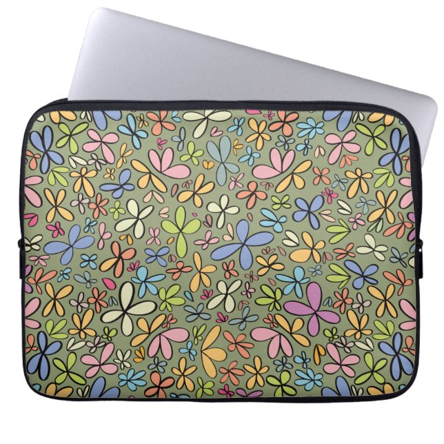 Colorful Abstract Wildflower Garden Laptop Sleeve (Front)