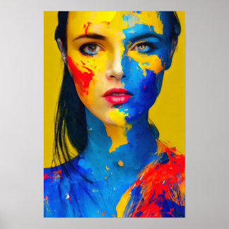 Colorful Abstract Woman Face Poster Print