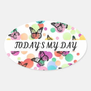 Colorful Aesthetic Butterflies Whimsical Boho Bu Oval Sticker
