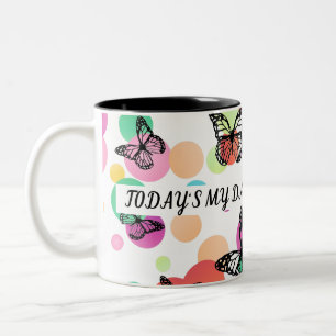 Colorful Aesthetic Butterflies Whimsical Boho Bu Two-Tone Coffee Mug