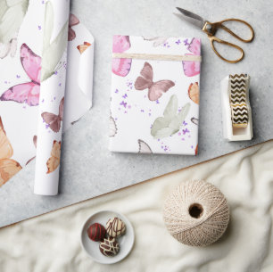Colorful Aesthetic Butterflies Whimsical Boho Bu Wrapping Paper
