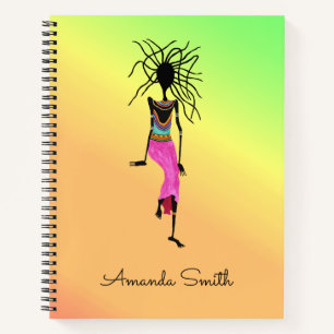 Colorful African Art, Awesome Woman Warrior Notebook