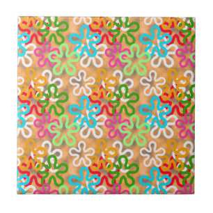 Colorful African Blob Abstract Shapes Pattern Tile