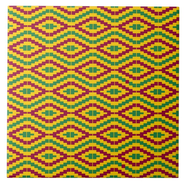 Colorful African Kente Pattern Tile (Front)