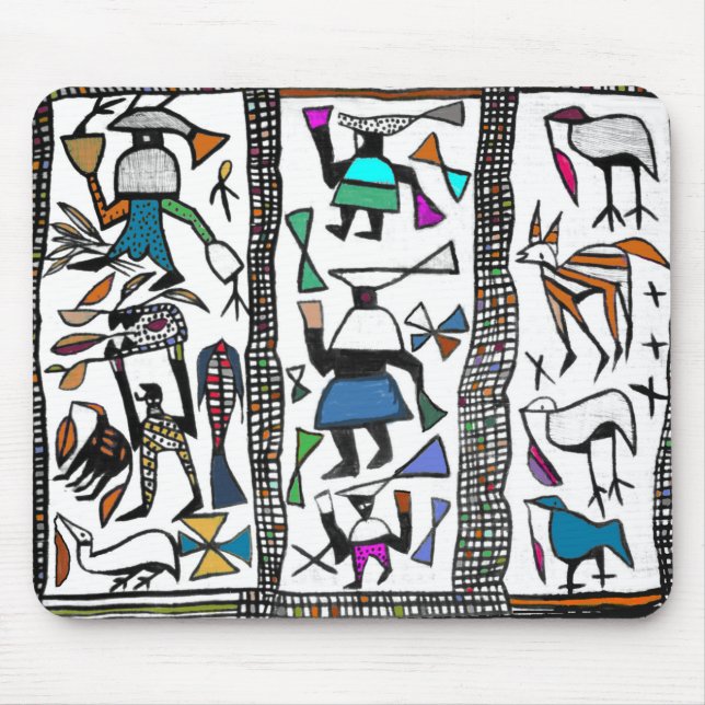 Colorful African Senufu print Mouse Mat (Front)