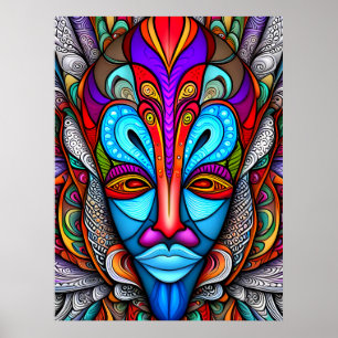 Colorful African Tribal Mask Poster