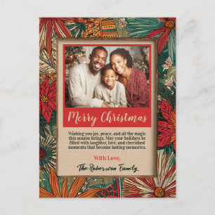 Colorful Afro-Boho Merry Christmas  Holiday Postcard