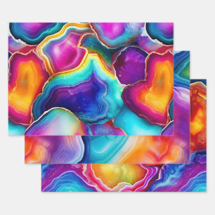 Colorful Agate Abstract with Swirling Layers Wrapping Paper Sheet