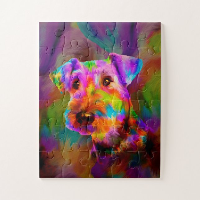 Colorful Airedale Terrier Jigsaw Puzzle (Vertical)