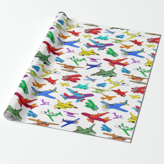 Colorful Airplanes Pattern Wrapping Paper Zazzle.co.uk