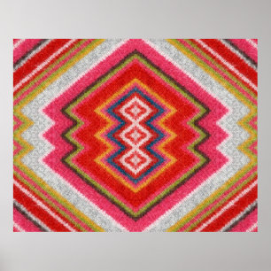 Colorful alpaca mohair sweater ornament closeup. poster
